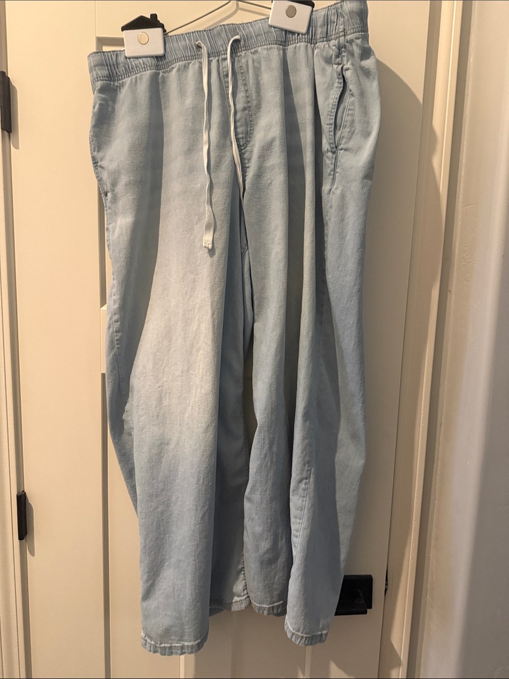 Maurices Light Blue Drawstring Denim Jogger Pants